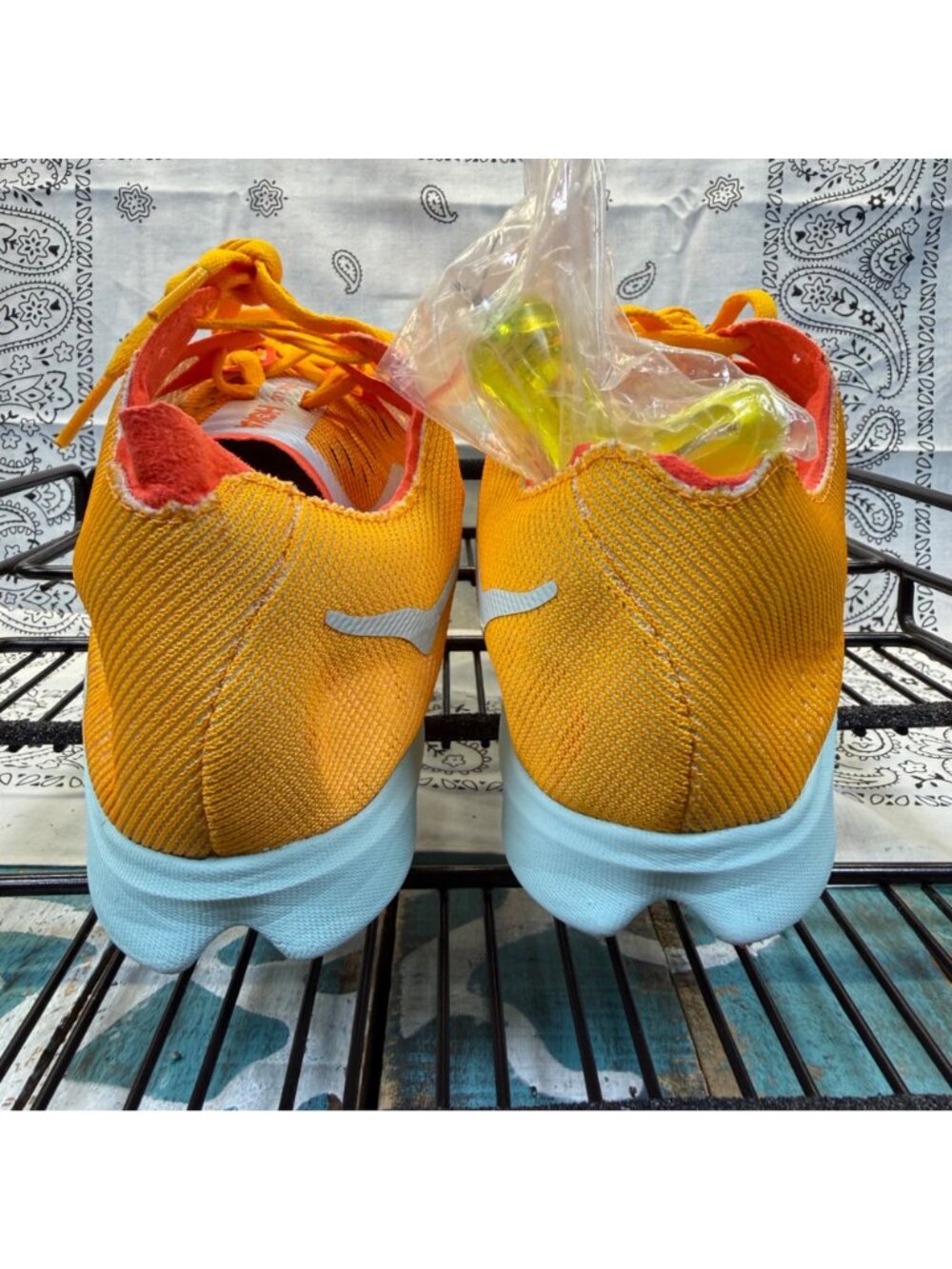 HOKA CIELO X LD Sz Mens 9.5/W11.5 Track & Field Cleat Radiant Orange Wspikes/Key - Picture 6 of 10